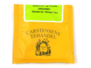 Tebrev med Grøn Rabarber Fløde Te til undervejs eller bare til en enkelt god kop te.